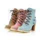 Womens Combat Ankle Boots High Block Heels Shoes Rivet Military Lace Up Boots Womens Combat Ankle Boots High Block Heels Shoes Rivet Military Lace Up Boots