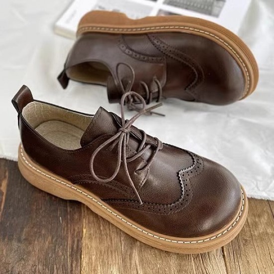 Retro Lace-Up Thick-Sole Women's Shoes Big Head Doll British Leather Shoes Mori Girl Retro Lace-Up Thick-Sole Women's Shoes Big Head Doll British Leather Shoes Mori Girl