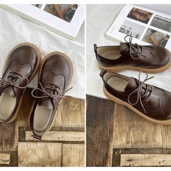 Retro Lace-Up Thick-Sole Women's Shoes Big Head Doll British Leather Shoes Mori Girl Retro Lace-Up Thick-Sole Women's Shoes Big Head Doll British Leather Shoes Mori Girl