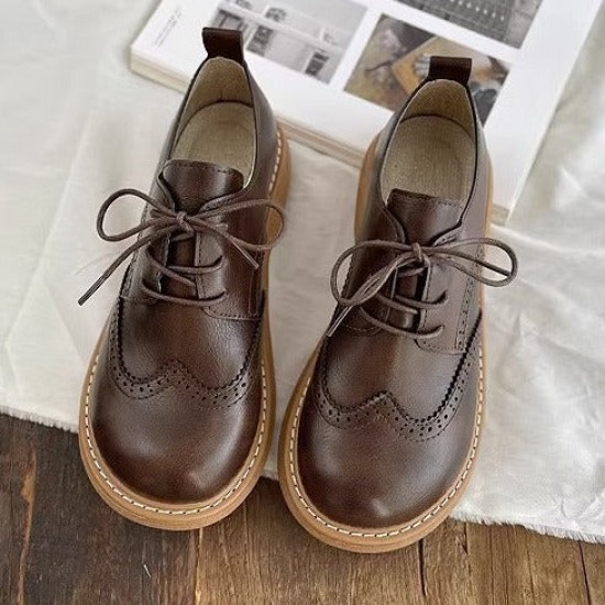 Retro Lace-Up Thick-Sole Women's Shoes Big Head Doll British Leather Shoes Mori Girl Retro Lace-Up Thick-Sole Women's Shoes Big Head Doll British Leather Shoes Mori Girl