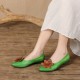 Women Handmade Leather Flower Literary Pointed Toe Soft Sole Comfortable Flat Shoes Women Handmade Leather Flower Literary Pointed Toe Soft Sole Comfortable Flat Shoes