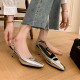 Pointed Toe Kitten Heels Slingback Pumps with Buckled Straps Pointed Toe Kitten Heels Slingback Pumps with Buckled Straps