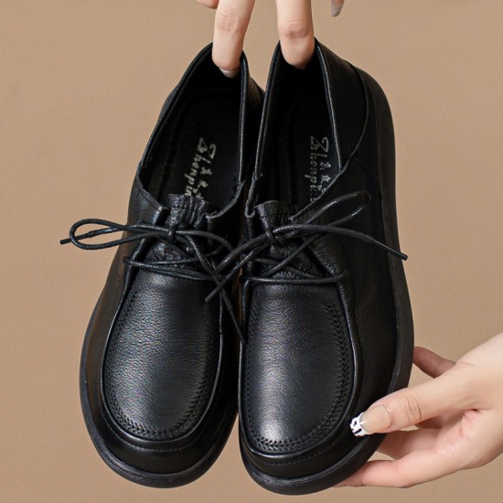 Leather Slip-on Comfort Loafers Lace-up Womens Shoes Leather Slip-on Comfort Loafers Lace-up Womens Shoes