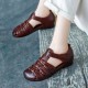Women's Casual Closed Toe Velcro Flat Leather Sandals Women's Casual Closed Toe Velcro Flat Leather Sandals