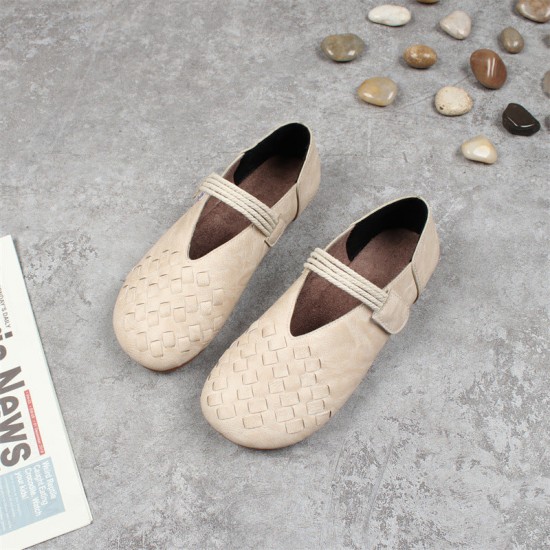 Women's Round Toe Woven Style Velcro Flats Shoes Women's Round Toe Woven Style Velcro Flats Shoes