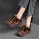 Women's Leather Colorblocking Big Head Lace Up Platform Casual Shoes Women's Leather Colorblocking Big Head Lace Up Platform Casual Shoes