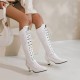 Women's Vintage Lace Splicing Lace Up Pointed Toe Cup Heel Boots Women's Vintage Lace Splicing Lace Up Pointed Toe Cup Heel Boots