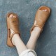 Summer Cowhide Handmade Velcro Open Toe Sandals Flat Shoes Summer Cowhide Handmade Velcro Open Toe Sandals Flat Shoes