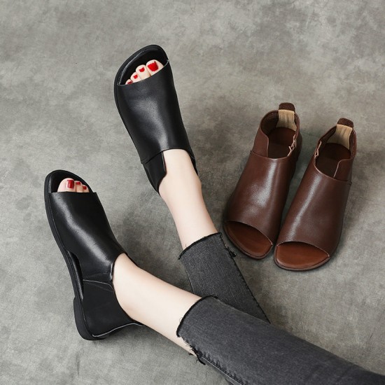 Women's Handmade Leather Open Toe Slip-On Comfort Sandals Women's Handmade Leather Open Toe Slip-On Comfort Sandals