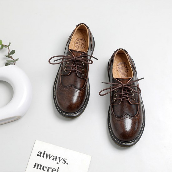 Vintage Oxford Loafers Brogues Leather Women's Lace Up Casual Flats Shoes Vintage Oxford Loafers Brogues Leather Women's Lace Up Casual Flats Shoes