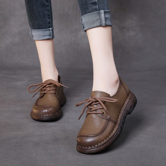 Handmade Genuine Leather Soft Sole Casual Comfort Lace Up Women's Shoes Handmade Genuine Leather Soft Sole Casual Comfort Lace Up Women's Shoes