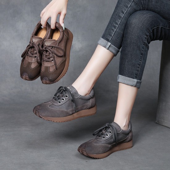 Women's Flat Leather Patchwork Casual Tennis Shoes Sneakers Women's Flat Leather Patchwork Casual Tennis Shoes Sneakers