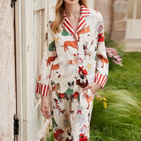 Womens Animal Print Christmas Pajamas PJS Christmas Presents Womens Animal Print Christmas Pajamas PJS Christmas Presents