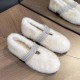 Soft Rabbit Fur Winter Rhinestone Buckle Flat Shoes Soft Rabbit Fur Winter Rhinestone Buckle Flat Shoes
