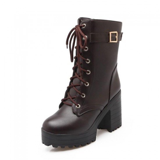 Women Platform Chunky High Heel PU Martin Boots Women Platform Chunky High Heel PU Martin Boots