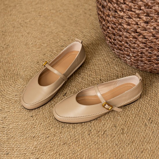 Women's Handmade Leather Round Toe Mary Janes Flats Women's Handmade Leather Round Toe Mary Janes Flats