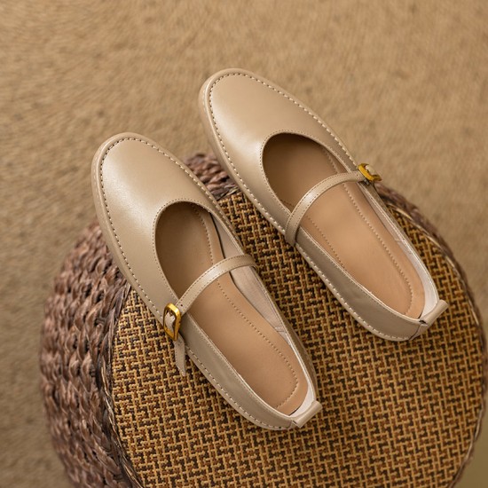 Women's Handmade Leather Round Toe Mary Janes Flats Women's Handmade Leather Round Toe Mary Janes Flats