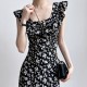 Square Neck Ruffle Floral Dress Hepburn Style Maxi Dresses Square Neck Ruffle Floral Dress Hepburn Style Maxi Dresses