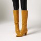 Women's Metallic Faux Leather Knee-High Pointed-Toe Boots Women's Metallic Faux Leather Knee-High Pointed-Toe Boots