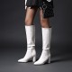 Women's Metallic Faux Leather Knee-High Pointed-Toe Boots Women's Metallic Faux Leather Knee-High Pointed-Toe Boots