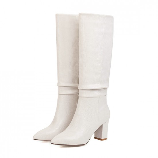 Women's Metallic Faux Leather Knee-High Pointed-Toe Boots Women's Metallic Faux Leather Knee-High Pointed-Toe Boots