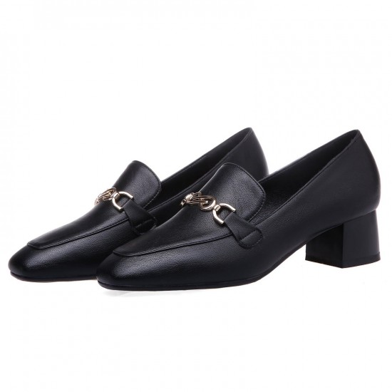 Metal Chunky Low-heel Loafers Shoes for Women Metal Chunky Low-heel Loafers Shoes for Women