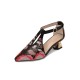 Women's T-strap Retro Pointed Toe Genuine Leather Embroidery Sandal Pumps Women's T-strap Retro Pointed Toe Genuine Leather Embroidery Sandal Pumps