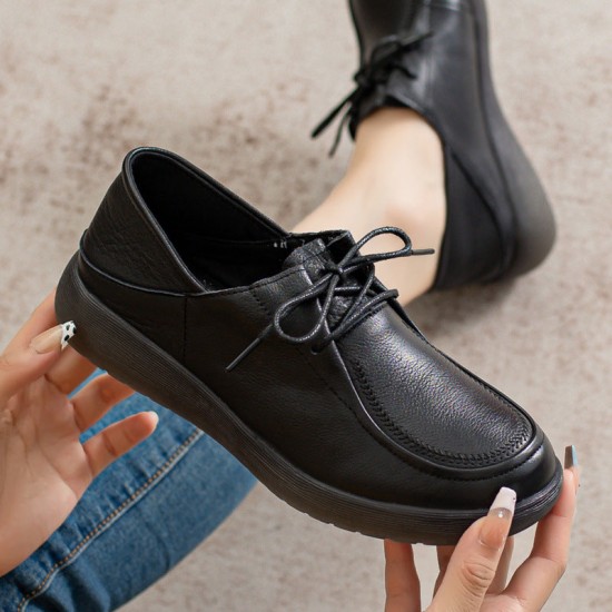 Leather Slip-on Comfort Loafers Lace-up Womens Shoes Leather Slip-on Comfort Loafers Lace-up Womens Shoes