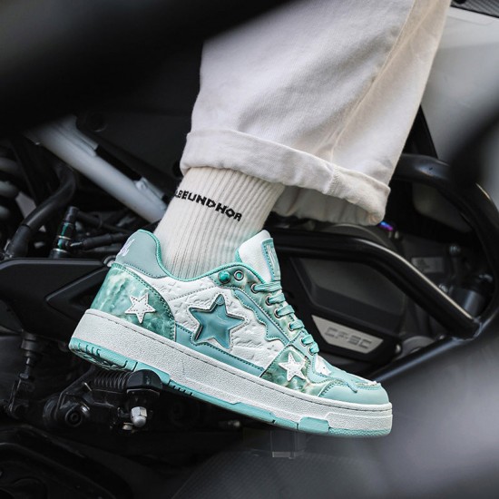 Green Y2K Tennis Star Lace Up Sneakers for Men Women Green Y2K Tennis Star Lace Up Sneakers for Men Women