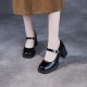 Women's Black Leather Chunky Heel Mary Jane Shoes Women's Black Leather Chunky Heel Mary Jane Shoes