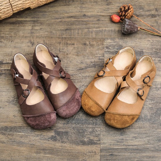 Womens Handmade Soft Leather Cross Strap Flats Shoes Womens Handmade Soft Leather Cross Strap Flats Shoes