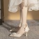 Women's Pearl Flower Decoration Fine High Heels Women's Pearl Flower Decoration Fine High Heels