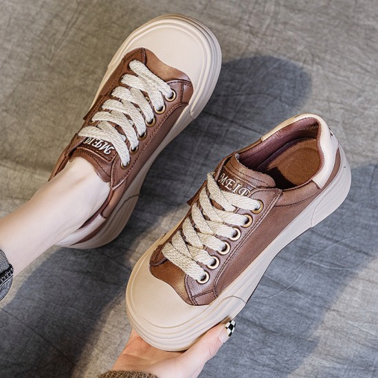 Leather Comfortable Casual Platform Sneakers for Women Leather Comfortable Casual Platform Sneakers for Women