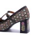 Women's Vintage T-strap Plaid Patchwork Floral Mary Jane High Heels Women's Vintage T-strap Plaid Patchwork Floral Mary Jane High Heels