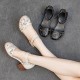 Women's Head Cowhide Chunky Heel Retro Hollow Out Printed Sandals Women's Head Cowhide Chunky Heel Retro Hollow Out Printed Sandals
