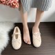 Faux-Fur Loafers Mary Jane Bowknot Inner Height Increase Women's Shoes for Winter Faux-Fur Loafers Mary Jane Bowknot Inner Height Increase Women's Shoes for Winter