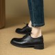 Handmade British style Round Toe Lace Up Leather Chunky Heeled Loafers Handmade British style Round Toe Lace Up Leather Chunky Heeled Loafers