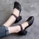 Ethnic style Retro Cowhide Braided Hollow Thick Heel Sandals Ethnic style Retro Cowhide Braided Hollow Thick Heel Sandals