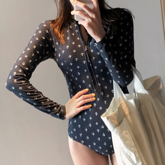 Zip Front One-piece Swimsuits for Women Surfing Diving With Long Sleeve Zip Front One-piece Swimsuits for Women Surfing Diving With Long Sleeve