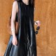 Womens Drape A-line Sleeveless PU Long Dress Womens Drape A-line Sleeveless PU Long Dress