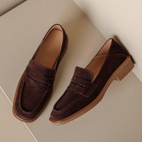 Handmade Classic Suede Leather Loafers Flats Women's Shoes Handmade Classic Suede Leather Loafers Flats Women's Shoes