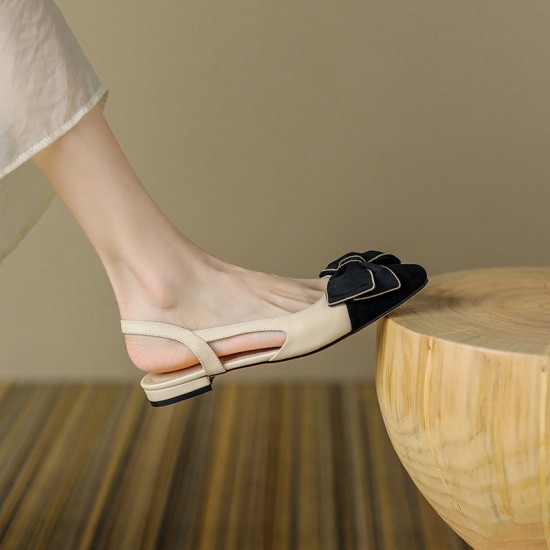 Women Summer Elegant Bowknot Slingback Flat Sandals Women Summer Elegant Bowknot Slingback Flat Sandals
