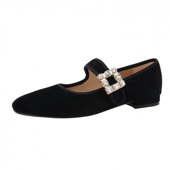 Caramel French Rhinestone Buckle Mary Jane Handmade Leather Women's Shoes Caramel French Rhinestone Buckle Mary Jane Handmade Leather Women's Shoes