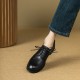 Handmade British style Round Toe Lace Up Leather Chunky Heeled Loafers Handmade British style Round Toe Lace Up Leather Chunky Heeled Loafers