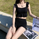 Swimwear Ruffles Solid Backless Korean Style Students High Waist Swimsuit Swimwear Ruffles Solid Backless Korean Style Students High Waist Swimsuit