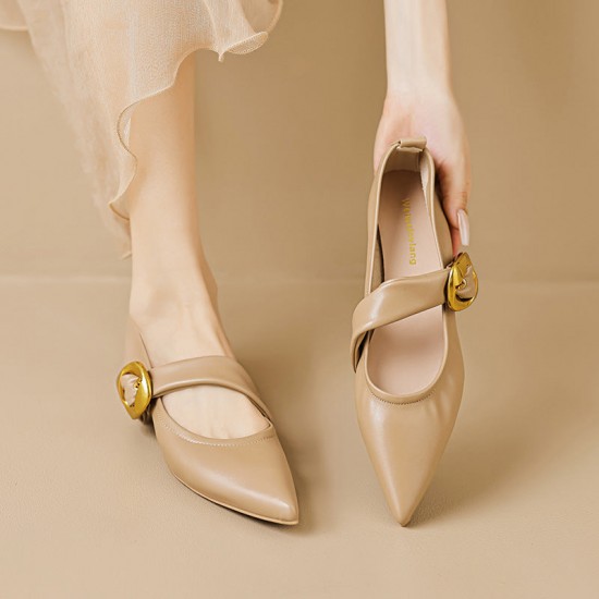 Flat Pointed Toe Metal Buckle Mary Jane Shoes Flat Pointed Toe Metal Buckle Mary Jane Shoes