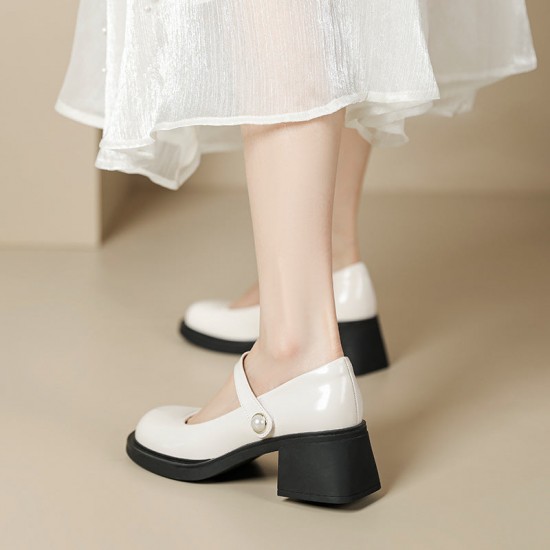 Chic French Style for Women Round-Toe Mary Janes Heels Chic French Style for Women Round-Toe Mary Janes Heels