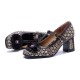 Women's Vintage T-strap Plaid Patchwork Floral Mary Jane High Heels Women's Vintage T-strap Plaid Patchwork Floral Mary Jane High Heels