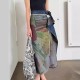 Artistic Reversible Slit Printed Y2K Denim Skirt Artistic Reversible Slit Printed Y2K Denim Skirt