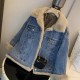 Winter Fleece Denim Jacket Women Thicken Warm Casual Plush Coats Winter Fleece Denim Jacket Women Thicken Warm Casual Plush Coats